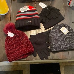 Lot of Winter Hats and Gloves